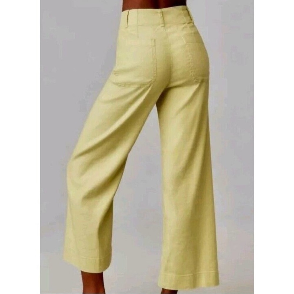 Maeve High-Rise Wide-Leg Pants in Pale Yellow - Picture 2 of 9